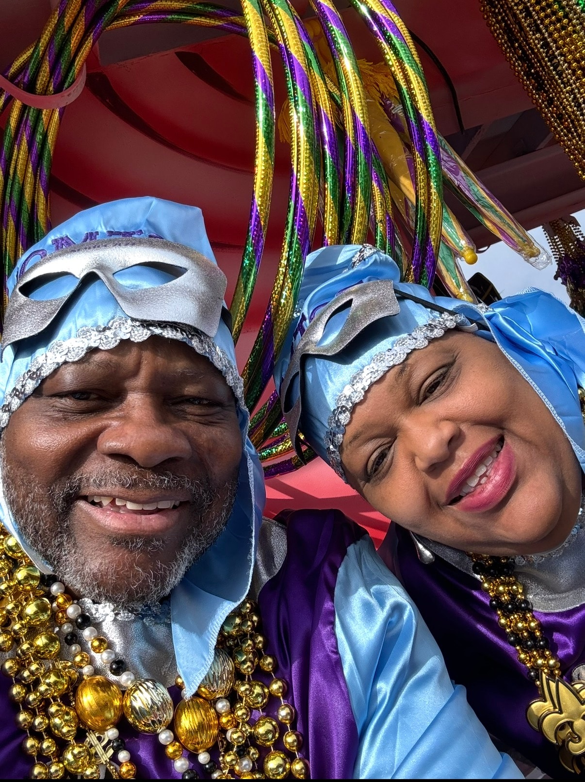 Mardi Gras celebration in full costume